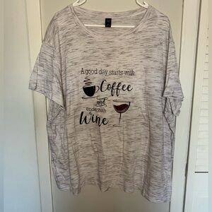 SHEIN White Cream 'Coffee and Wine' Graphic Tee